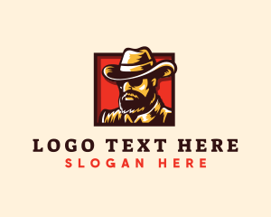 Texas - Western Beard Cowboy logo design