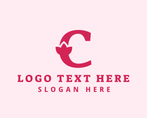 Serif - Pink Letter C Flower logo design