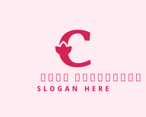 Alphabet - Pink Letter C Flower logo design