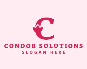 Pink Letter C Flower  logo design