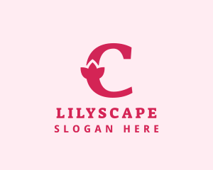 Cosmetics - Pink Letter C Flower logo design