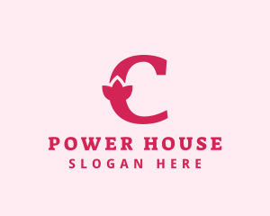 Bold - Pink Letter C Flower logo design