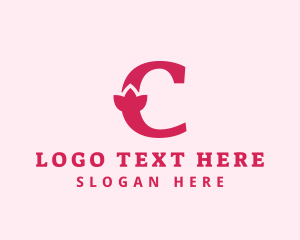 Bold - Pink Letter C Flower logo design