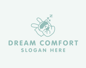 Pillow - Sleepy Bunny Rabbit logo design