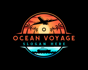 Travel Airplane Cruise Ship logo design