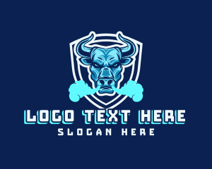 Player - Angry Bull Smoke Shield logo design