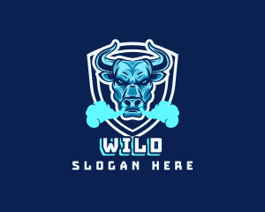 Horns - Angry Bull Smoke Shield logo design