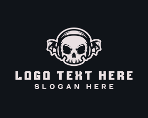Skeleton - Punk Skull Headphones logo design