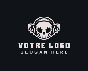 Skeleton - Punk Skull Headphones logo design