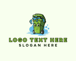 Cartoon - Trash Bin Sanitation logo design