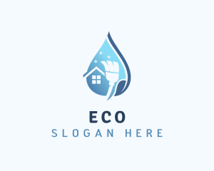 Eco Housekeeping Broom logo design