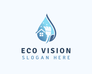 Eco Housekeeping Broom logo design