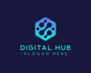 Gradient Digital Hexagon  logo design