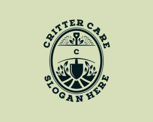 Lawn Care Shovel Gardening logo design