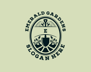 Lawn Care Shovel Gardening logo design