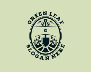 Lawn Care Shovel Gardening logo design