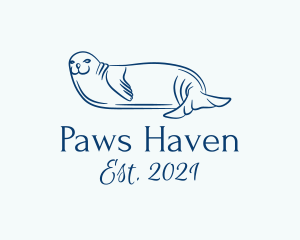 Blue Seal Animal  logo design