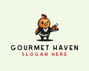 Chicken Waiter Restaurant logo design