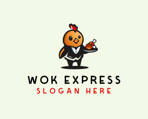 Chicken Waiter Restaurant logo design