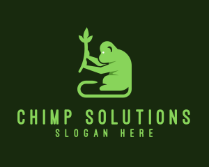 Chimpanzee - Natural Plant Monkey logo design