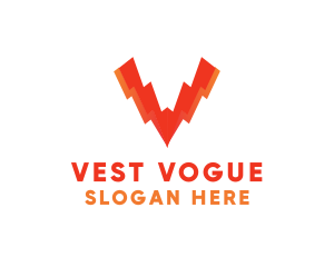 Orange Bolt Letter V logo design