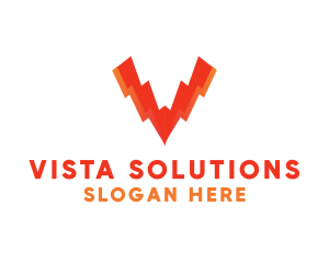 Orange Bolt Letter V logo design