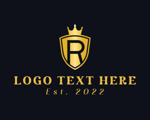 Letter R - Deluxe Crown Shield logo design