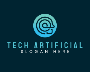 Artificial - Ai Head Technology logo design