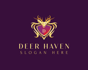 Deer Shield Crest logo design