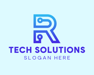 Blue Tech Letter R Logo