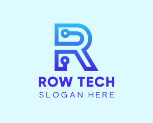 Blue Tech Letter R logo design