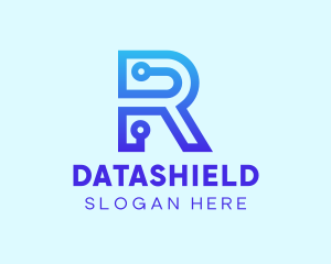 Data - Blue Tech Letter R logo design