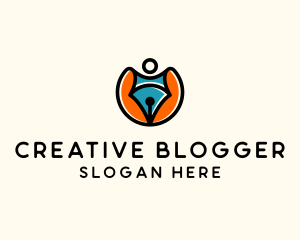 Blogger - Creative Pen Superhero logo design