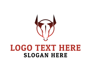 Bull Fighting - Geometric Bull Horn logo design