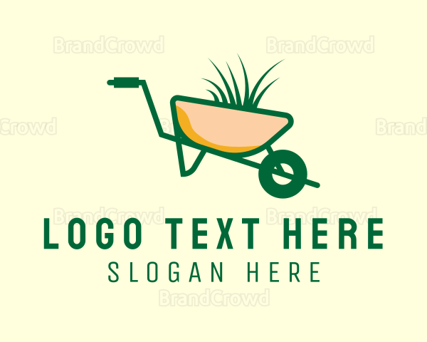 Wheelbarrow Gardening Plant Logo