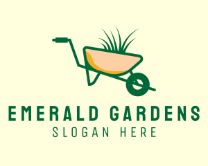 Wheelbarrow Gardening Plant logo design