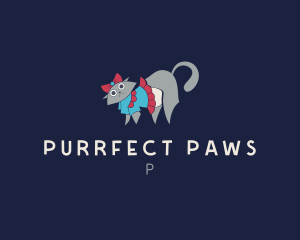Cat Animal Grooming logo design