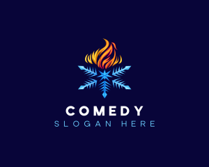 Burning Fire Snowflake Logo