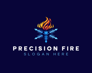 Burning Fire Snowflake logo design