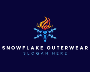 Burning Fire Snowflake logo design