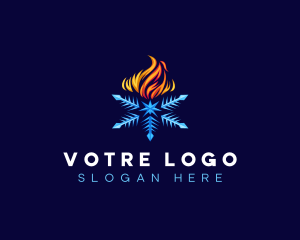 Hot - Burning Fire Snowflake logo design