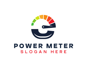 Meter - Speedometer Letter E logo design