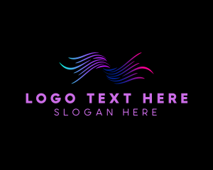 Massage - Neon Wave Swoosh logo design