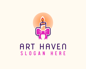 Candle Ribbon Gift logo design