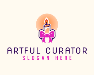 Candle Ribbon Gift logo design