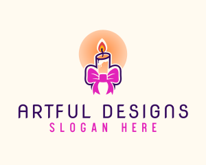 Candle Ribbon Gift logo design