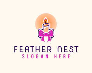 Candle Ribbon Gift logo design