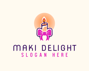 Candle Ribbon Gift logo design