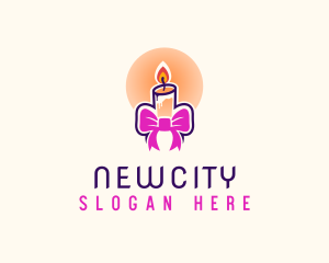 Candle Ribbon Gift logo design