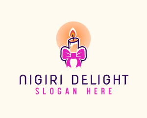 Candle Ribbon Gift logo design